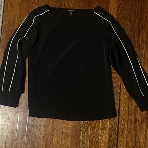 Banana Republic Black Blouse with White Trim, Size M